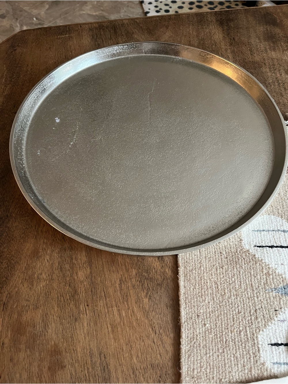 Crate & Barrel large element metal antique pewter tray - Picture 2 of 6